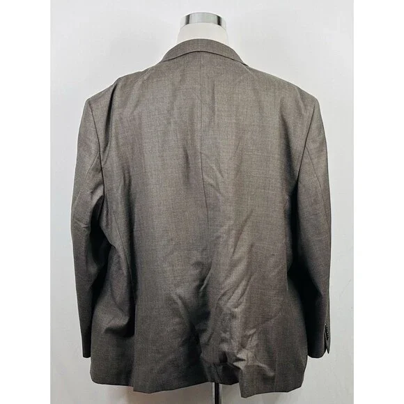 Joseph Abboud 56S Suit 25x27 Flat Front 100% Wool Beige Two Button Double Vented